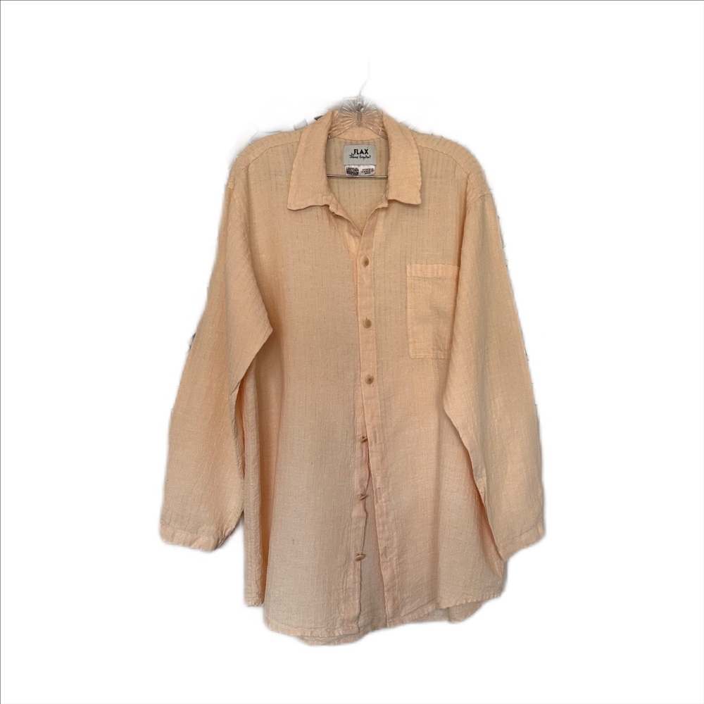 FLAX by Jeanne Engelhart Linen Long-Sleeve Button Up Shirt Top Tunic M (L-XL)